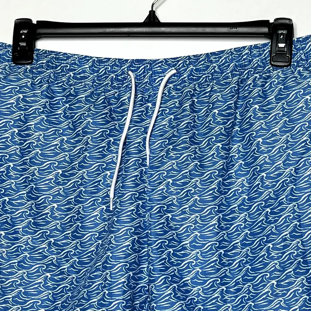 Con.Struct Tidal Wave Print Swim Shorts Blue White Mens Large Beach Pool Lake